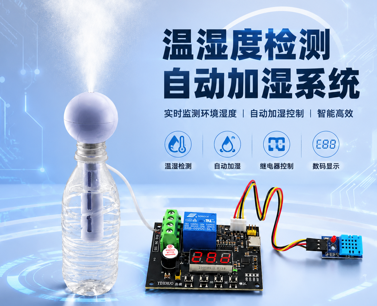 DHT11环境温湿度检测实验上下限设置自动控制 加湿喷雾使用资料