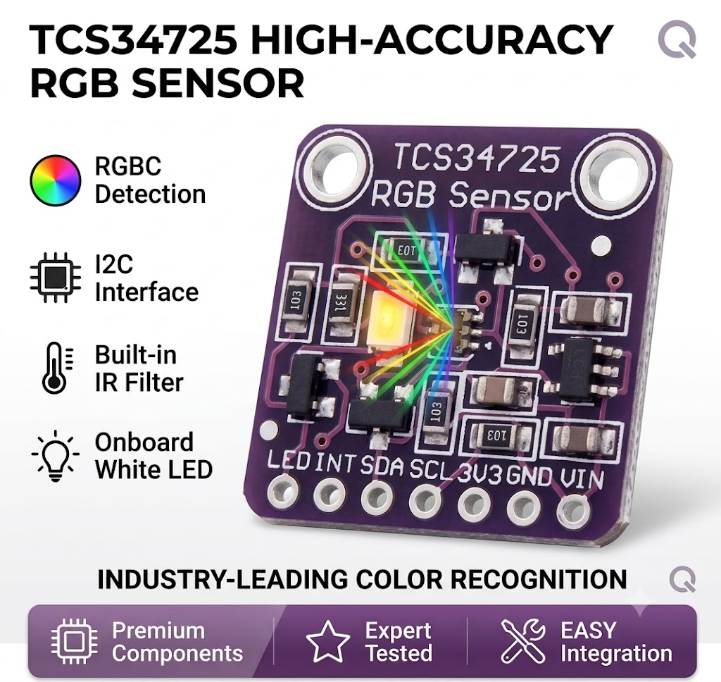 TCS34725颜色识别传感器 Python/C++编程 树莓派与ESP32使用例程
